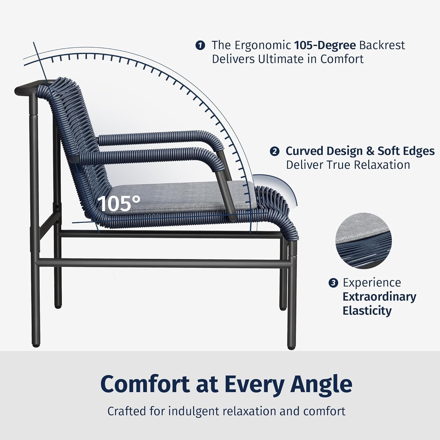 Modern Four Piece Patio Furniture Set with Comfortable Cushions-2