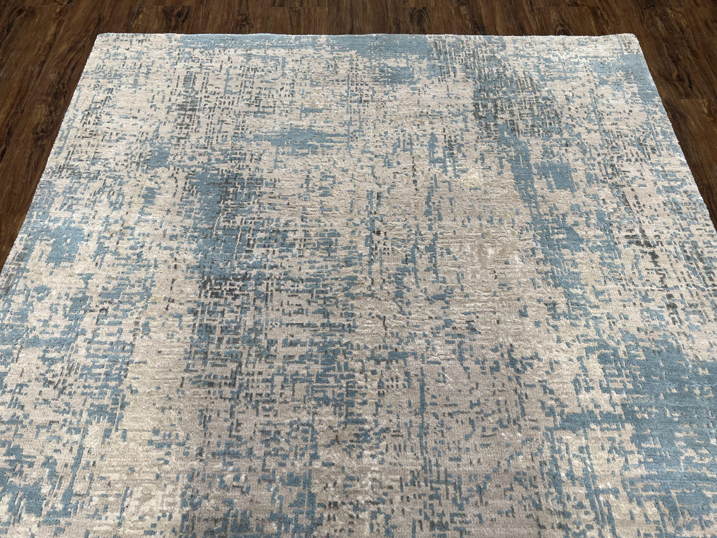Modern Tibetan Rug 5x8 ft Light Blue and Gray Carpet, Contemporary Wool Rug, Handmade Nepali Rug, Raised Pattern, Tibet Area Rug, Nepal Rug
