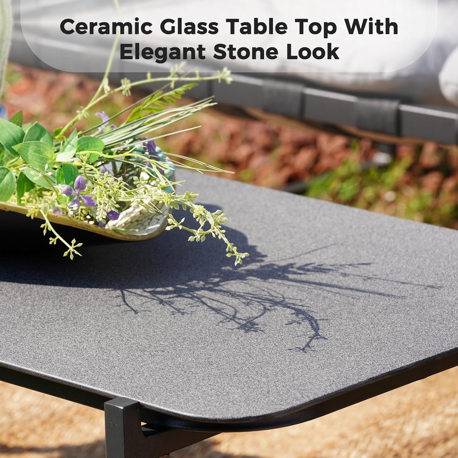 4-Piece Outdoor Furniture Set, Patio Outdoor Sofa with Cushion, Modern Metal Couch with Coffee Table, Outdoor Conversation Set for Porch Deck Balcony Backyard Living Room-3