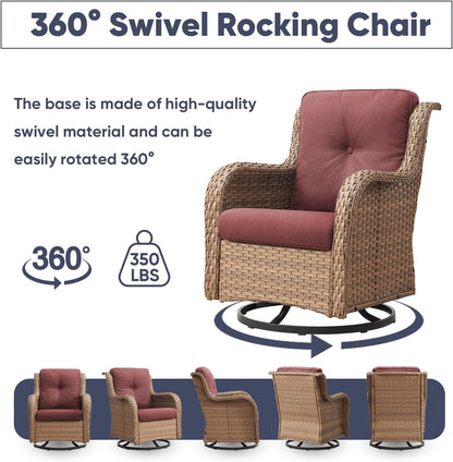 11 Piece Outdoor Furniture Set with Swivel Rocker Chairs