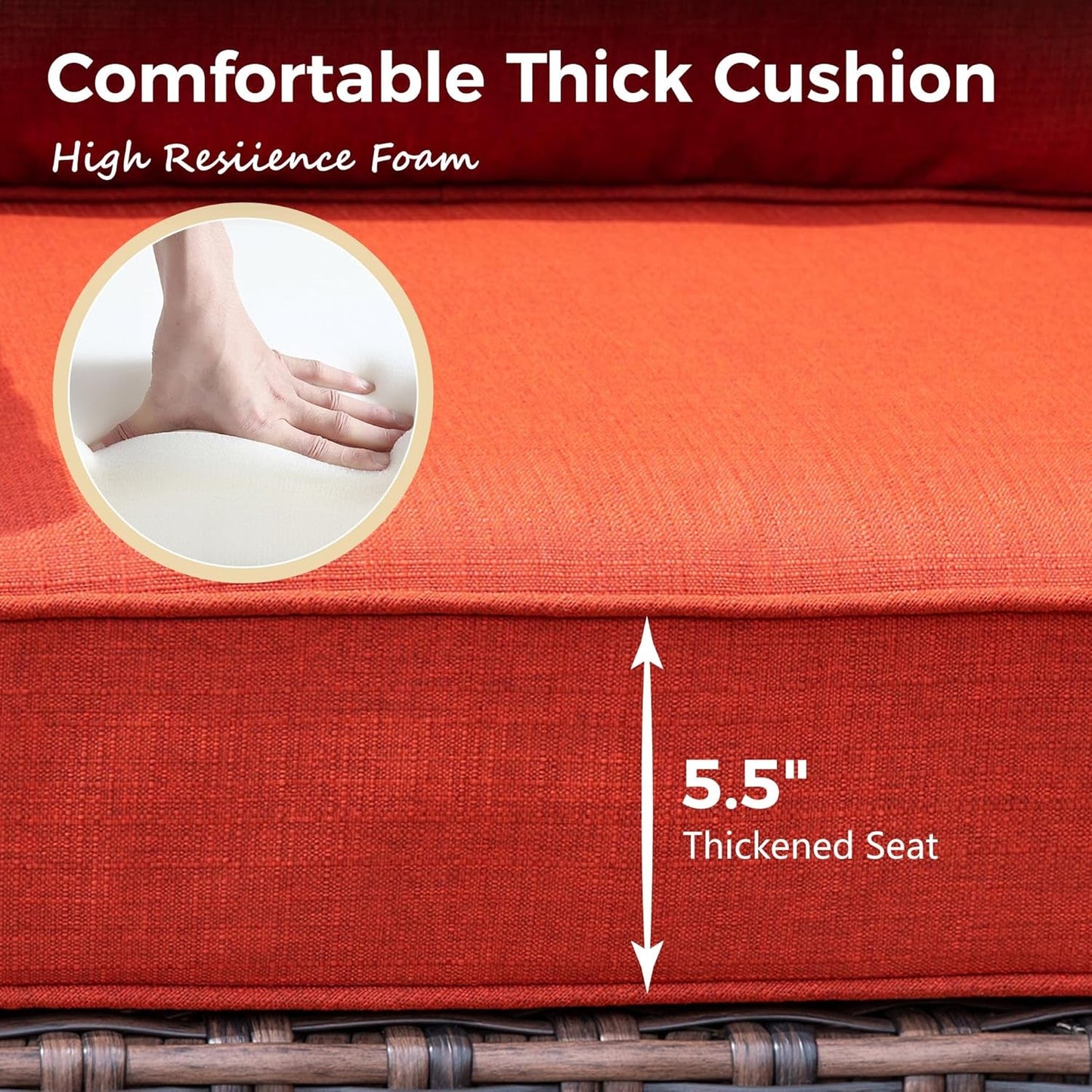 Oversized Wicker Patio Furniture Set with Swivel Chairs-4