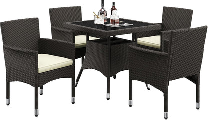 Five Piece Outdoor Rattan Furniture Set with Umbrella