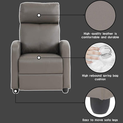 Recliner Chair Single Sofa Winback Chair Home Theater Seating Modern Reclining Chair Easy Lounge with Padded Seat PU Leather Padded Seat Backrest for Living Room Reading Chair Recliner Sofa