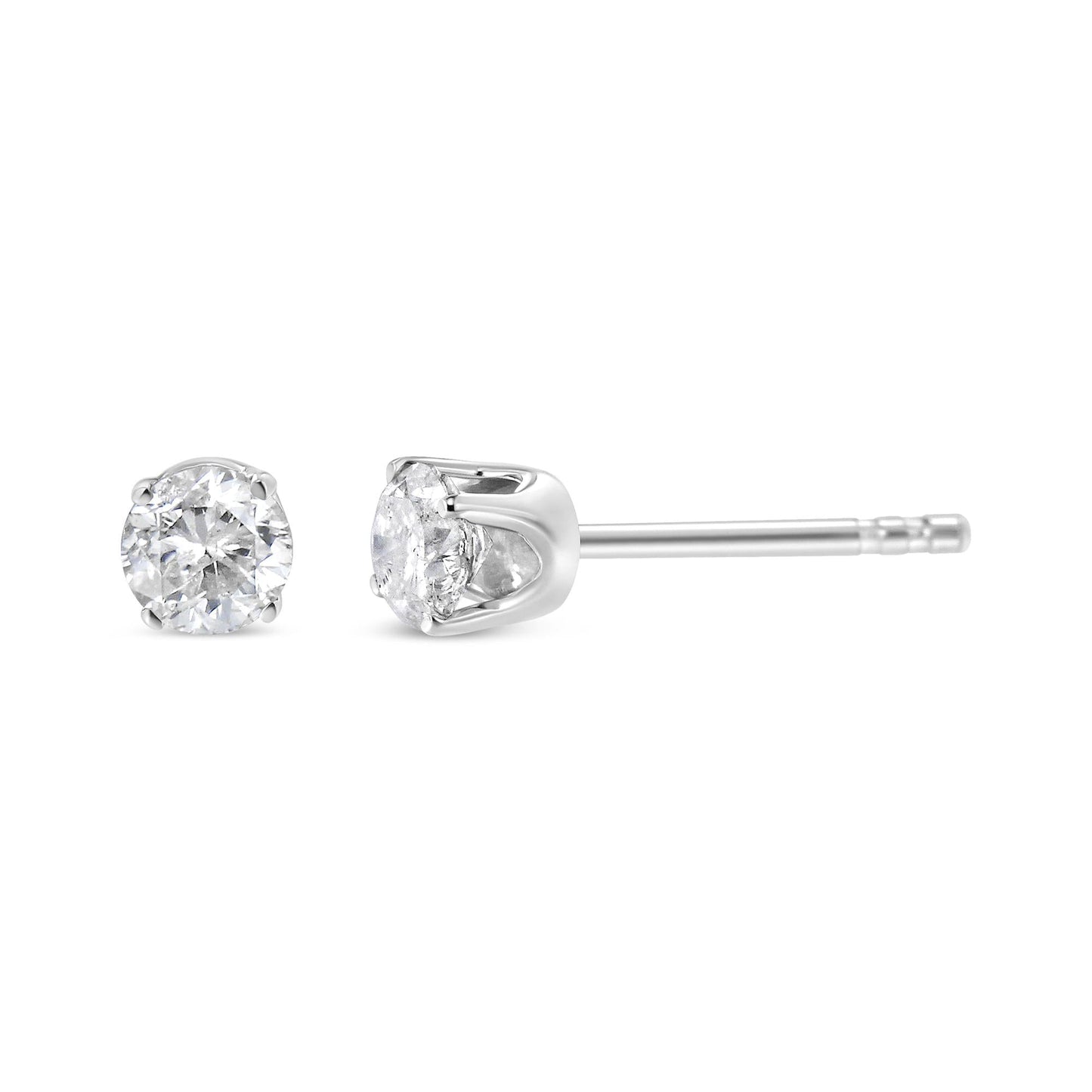 AGS Certified 14K White Gold 1.0 Cttw 4-Prong Set Brilliant Round-Cut Solitaire Diamond Push Back Stud Earrings (E-F Color, SI2-I1 Clarity)-2