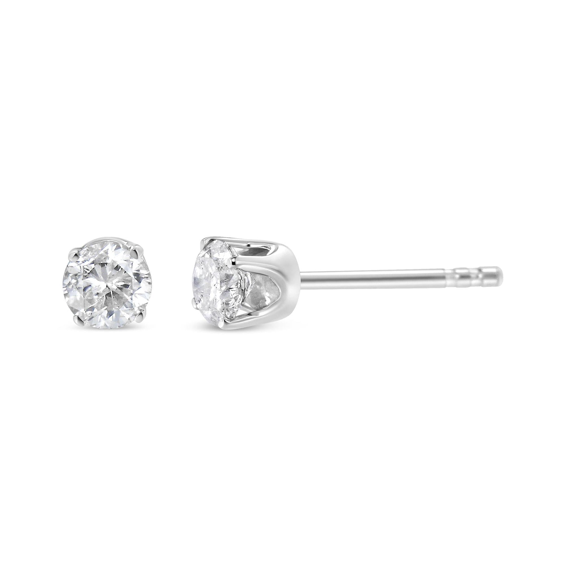 AGS Certified 14K White Gold 1.0 Cttw 4-Prong Set Brilliant Round-Cut Solitaire Diamond Push Back Stud Earrings (E-F Color, SI2-I1 Clarity)-2