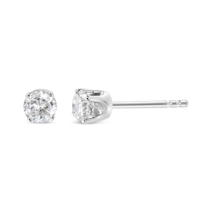 AGS Certified 14K White Gold 1.0 Cttw 4-Prong Set Brilliant Round-Cut Solitaire Diamond Push Back Stud Earrings (E-F Color, SI2-I1 Clarity)-2
