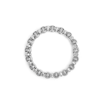 14K White Gold 1/2 Cttw Diamond Knotted Byzantine Link Bracelet (H-I Color, I2-I3 Clarity) - 7" Inches-2