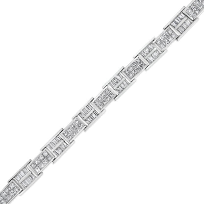 14K White Gold 10 5/8 Cttw Diamond Panel Link Bracelet  - 7" Inches-2