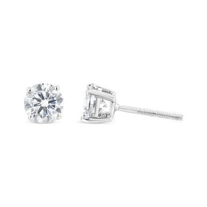 14K White Gold 1 1/2 Cttw Lab Grown Diamond Solitaire Stud Earrings with Screwbacks (F-G Color, VS2-SI1 Clarity)-2