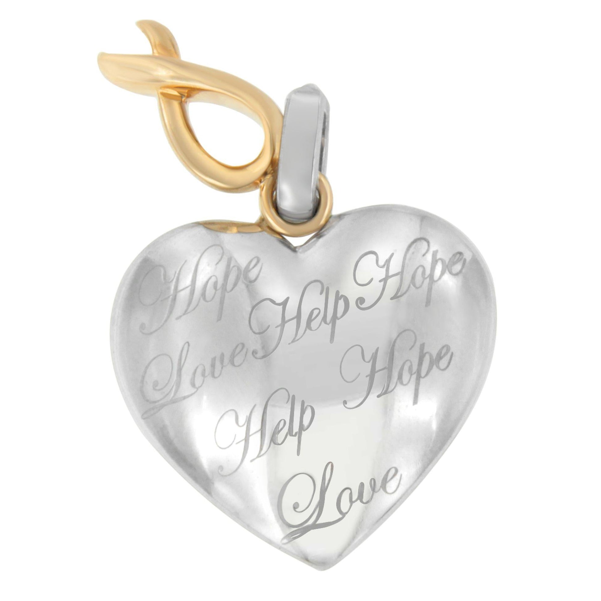 10K Yellow Gold Over Silver Heart Pendant Necklace-2