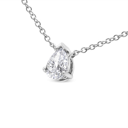 14K White Gold 1/2 Cttw Lab Grown Pear Shape Solitaire Diamond Pendent 18" Necklace (F-G Color, VS2-SI1 Clarity)-2