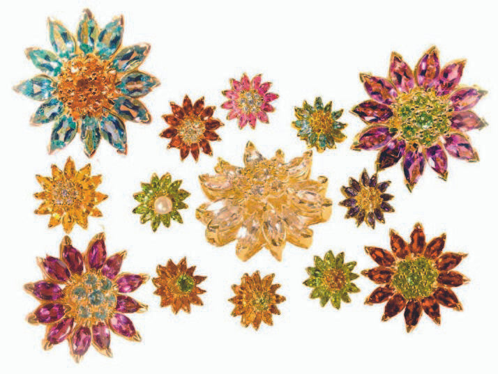 Gemstone Daisy earrings, Inter-changeable Stone Centers, 18K Gold & Semi-precious. Any gem available.-4