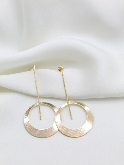 Long Round Modern Gold Earring (K156)