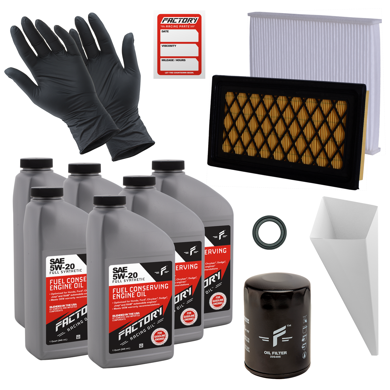 Deluxe Oil Change Kit for Ford Explorer, Flex, Police Interceptor, Lincoln MKS, MKT 5W-20 Full Synthetic - 6 Quarts