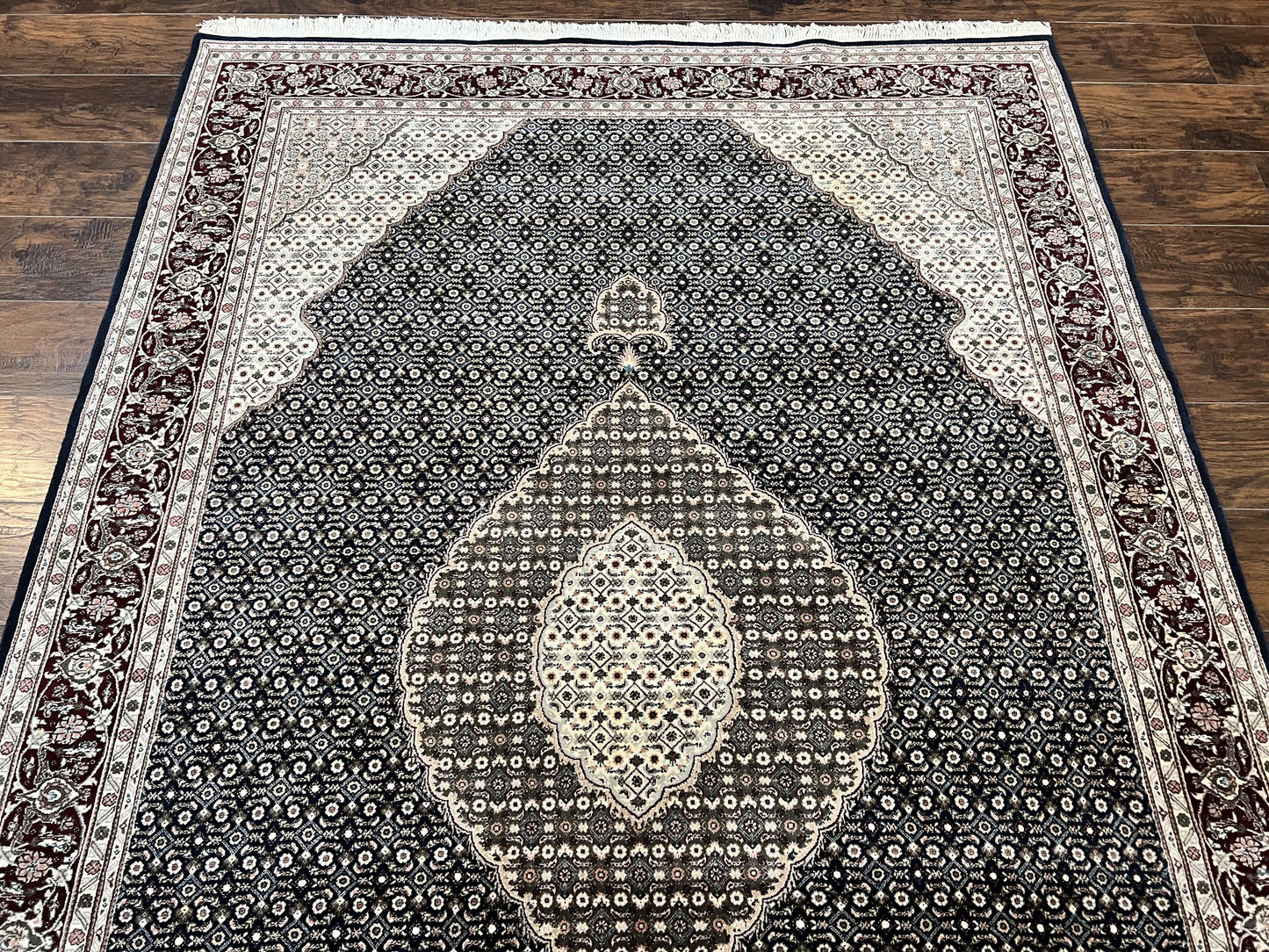 Sino Persian Rug 6x9, Herati Pattern, Vintage Handmade Hand Knotted Wool Oriental Carpet, Fine 6 x 9 Rug, Traditional Rug, Dark Blue Rug-2