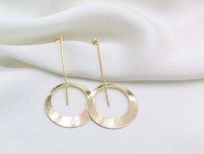 Long Round Modern Gold Earring (K156)