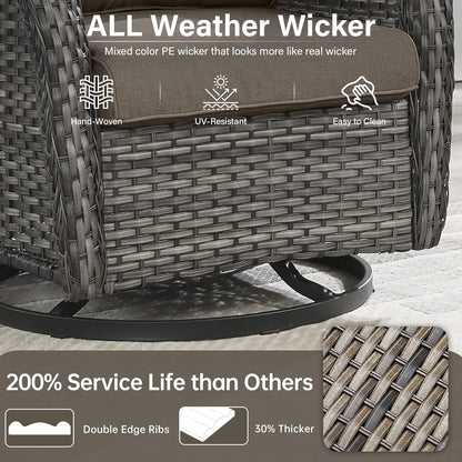 Outdoor Swivel Rocker Patio Chairs Set with Table-3