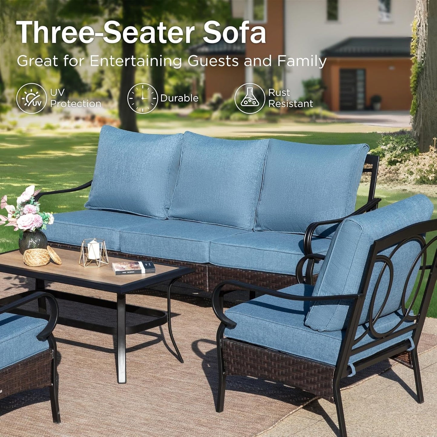 Stylish Outdoor Patio Furniture Set with Thick Cushions