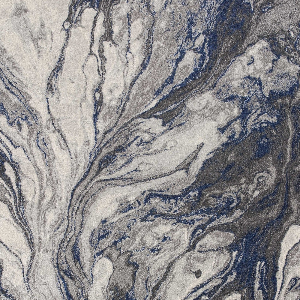 8' X 11' Blue And Gray Abstract Area Rug