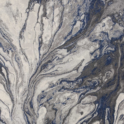 8' X 11' Blue And Gray Abstract Area Rug