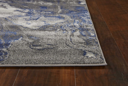 8' X 11' Blue And Gray Abstract Area Rug