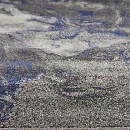 8' X 11' Blue And Gray Abstract Area Rug