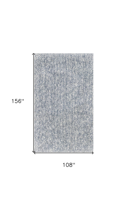 9' X 13' Slate Blue And Ivory Abstract Hand Woven Area Rug