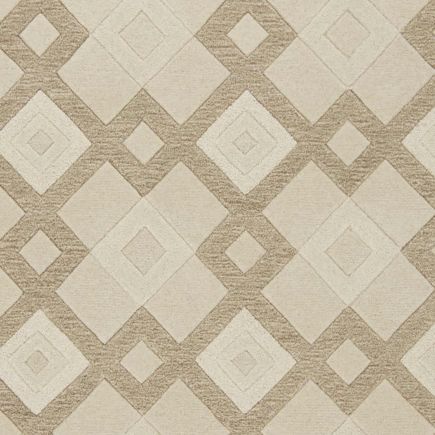 5' X 8' Ivory And Brown Wool Geometric Hand Tufted Area Rug