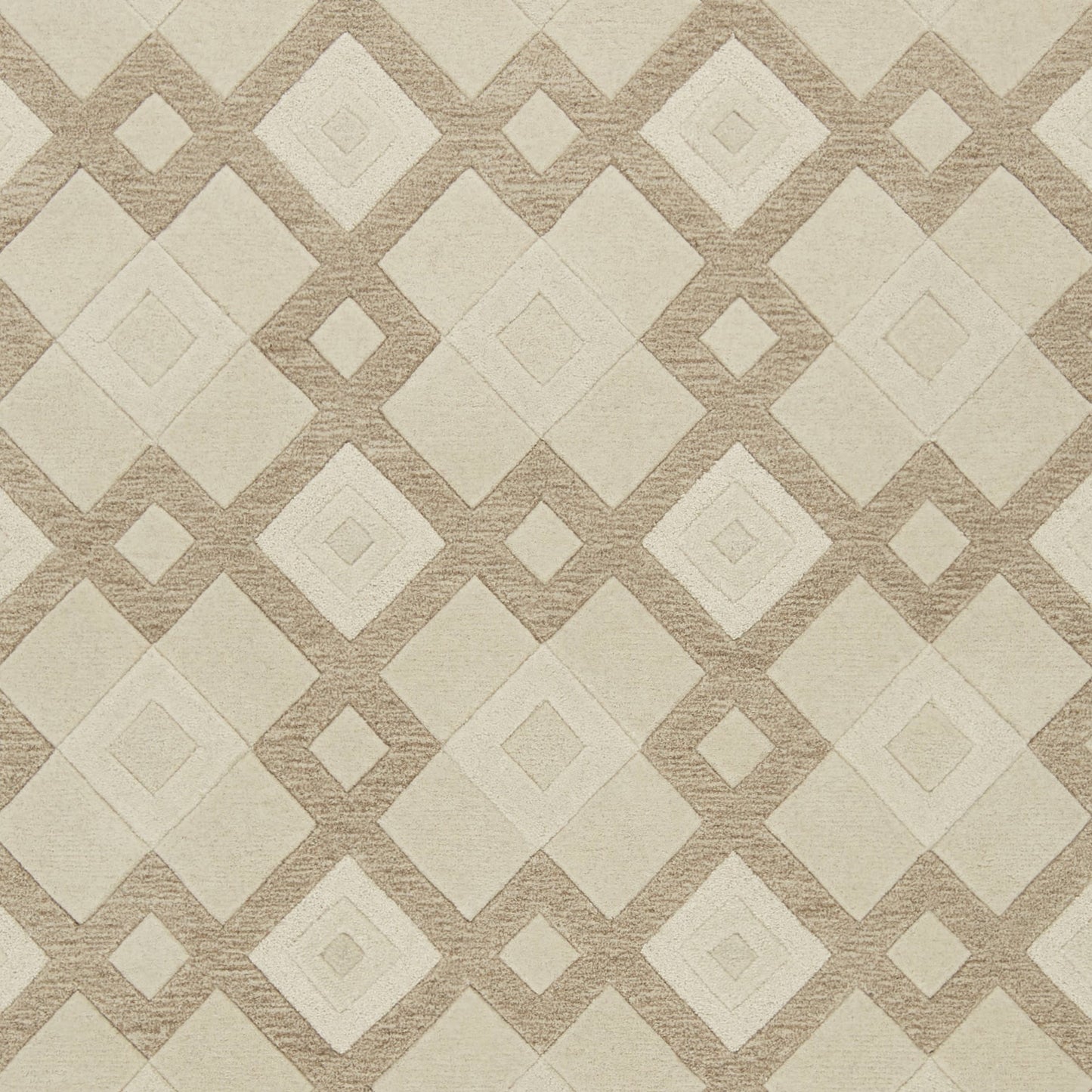 5' X 8' Ivory And Brown Wool Geometric Hand Tufted Area Rug