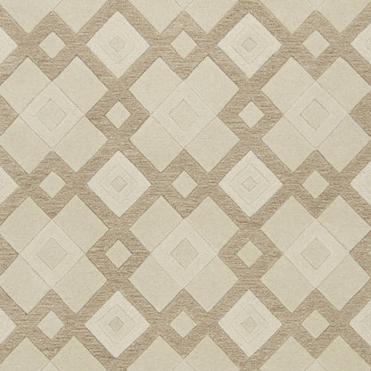 5' X 8' Ivory And Brown Wool Geometric Hand Tufted Area Rug