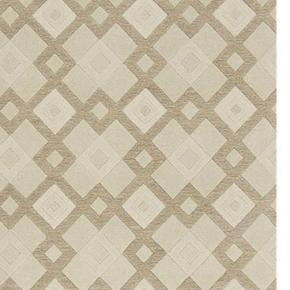 5' X 8' Ivory And Brown Wool Geometric Hand Tufted Area Rug