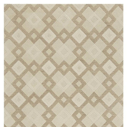 5' X 8' Ivory And Brown Wool Geometric Hand Tufted Area Rug