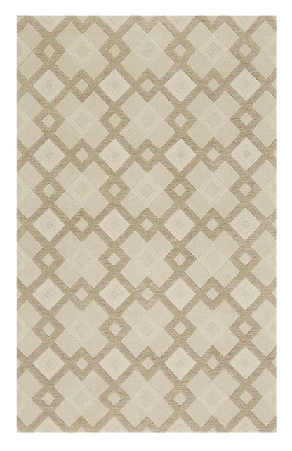 5' X 8' Ivory And Brown Wool Geometric Hand Tufted Area Rug