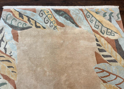 Modern Tibetan Rug 7x10, Soft Wool, Tufenkian Style Carpet, Tibet Nepali Rug, Open Field, Handmade Wool Rug-2