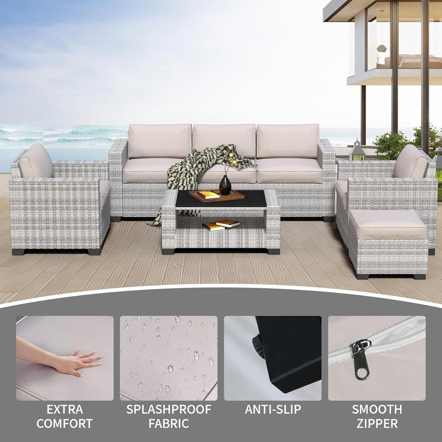 Durable Seven Piece Outdoor Sectional Patio Furniture Set