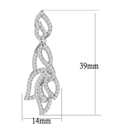 3W1420 - Rhodium Brass Jewelry Sets with AAA Grade CZ  in Clear-4