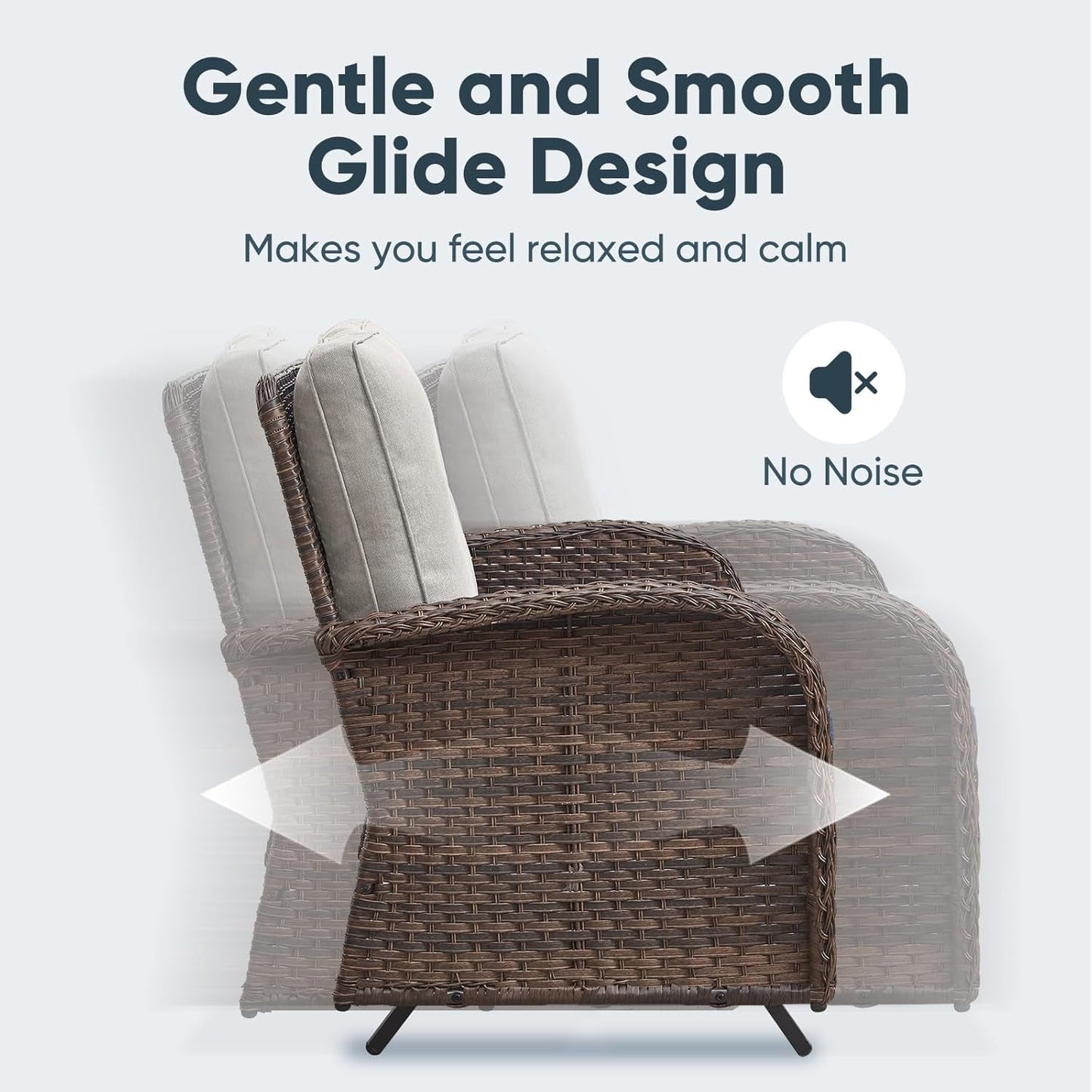 6 Pieces Wicker Patio Conversation Sets with Outdoor Swivel Rocker Chairs and Loveseat Glider Chair, All-Weather Rattan Furniture Set for Deck Patio Backyard Sunroom Brown-4