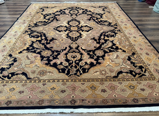 Handmade Wool Rug 8x10, Black & Dark Beige, Nourison, Traditional Rug-0