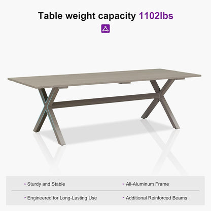 Patio Dining Set for 10 All-Weather Wicker 11 Piece Aluminium Outdoor Table and Chairs Set Included Cushions for Backyard Indoor Decor Kitchen Modern Outdoor Furniture Set Champagne-4