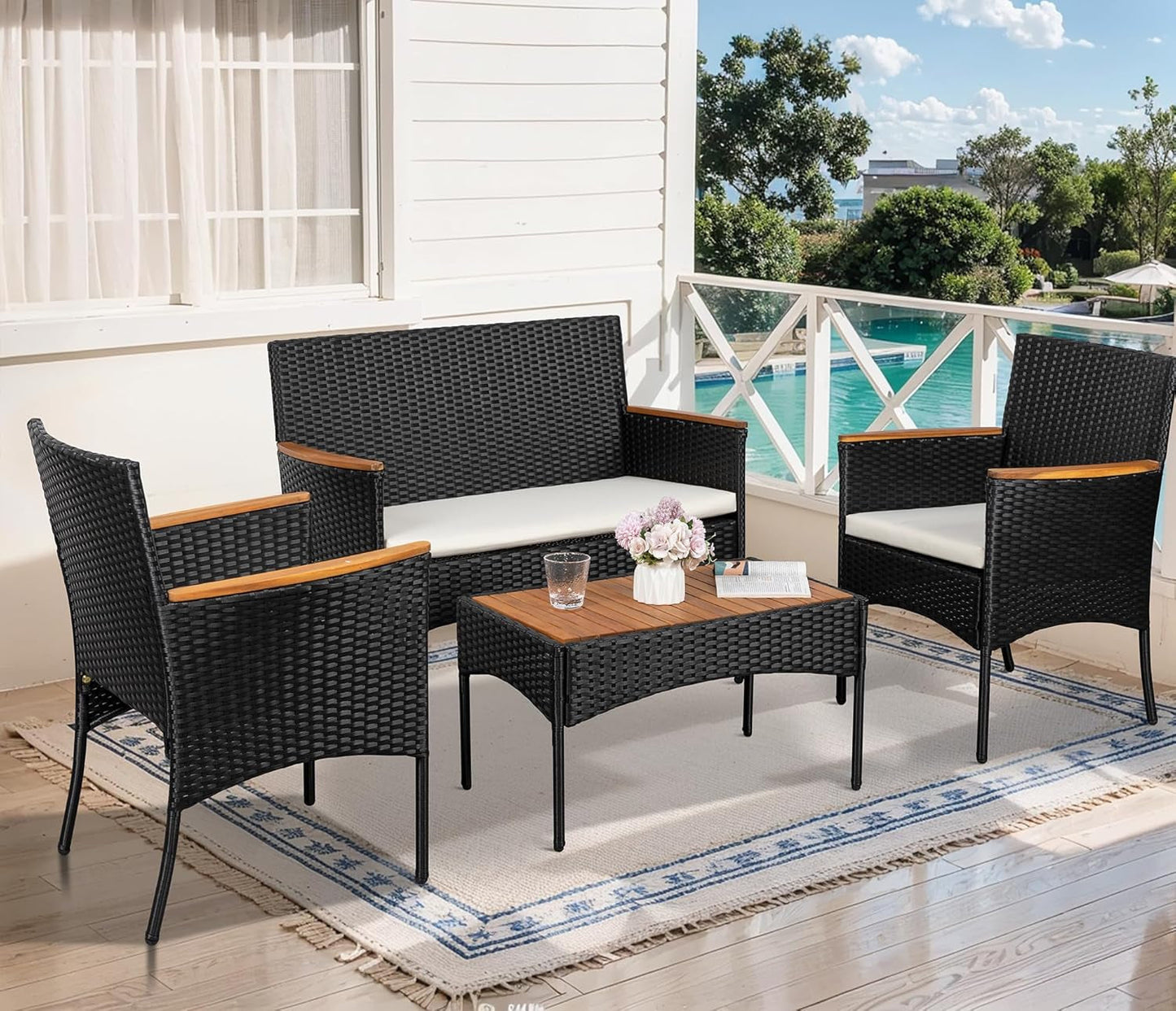 Outdoor Wicker Patio Furniture Set with Cushions