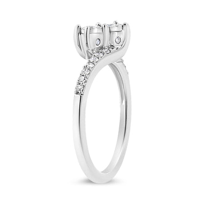10K White Gold 1/4 Cttw Miracle Set Round Cut Diamond Two-Stone Ring (H-I Color, I2 Clarity)-4