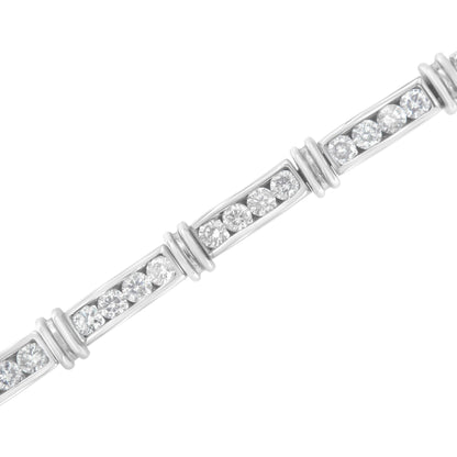 14K White Gold 6 3/4 Cttw Diamond 4 Stone Link Bracelet (H-I Color, I1-I2 Clarity) - 7" Inches-3