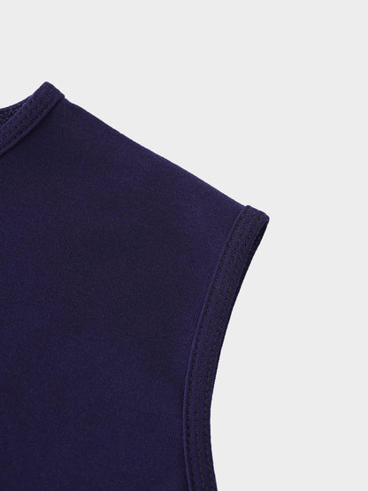 Basic T-Shirt Slip Dress-Navy