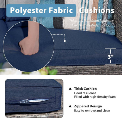 Navy Blue Outdoor Rattan Patio Furniture Set for Gatherings