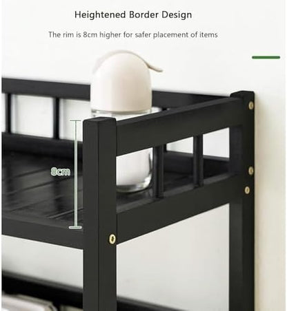 Bamboo Kitchen Storage Shelf Organizer, freestanding Pantry Cabinet with 2 Drawers, Countertop Rack for Spices, Pots, and Pans, 40x23x70cm(60 * 23 * 30cm)