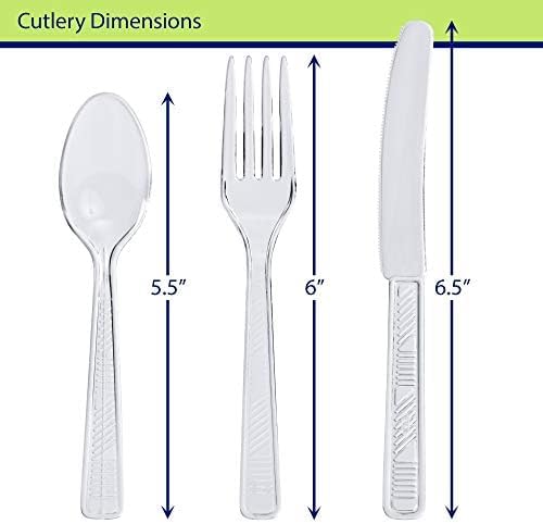 Party Dimensions 300 Count Plastic Cutlery Combo Box, Disposable Clear Plastic Silverware Utensils Set, 100 Forks, 100 spoons, 100 knives