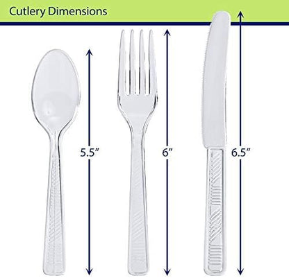 Party Dimensions 300 Count Plastic Cutlery Combo Box, Disposable Clear Plastic Silverware Utensils Set, 100 Forks, 100 spoons, 100 knives