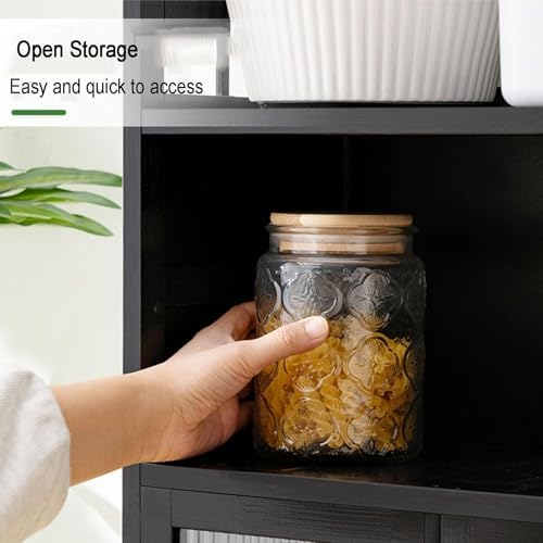 Bamboo Kitchen Storage Shelf Organizer, freestanding Pantry Cabinet with 2 Drawers, Countertop Rack for Spices, Pots, and Pans, 40x23x70cm(60 * 23 * 30cm)