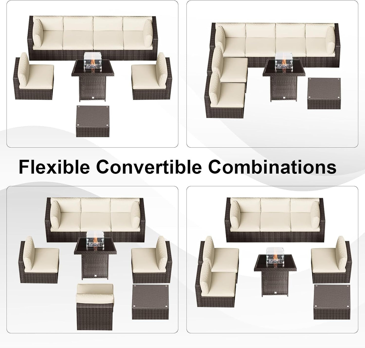 8 Piece Wicker Patio Furniture Set with Fire Pit-3