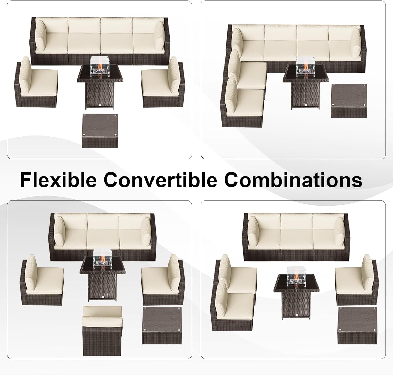 8 Piece Wicker Patio Furniture Set with Fire Pit-3